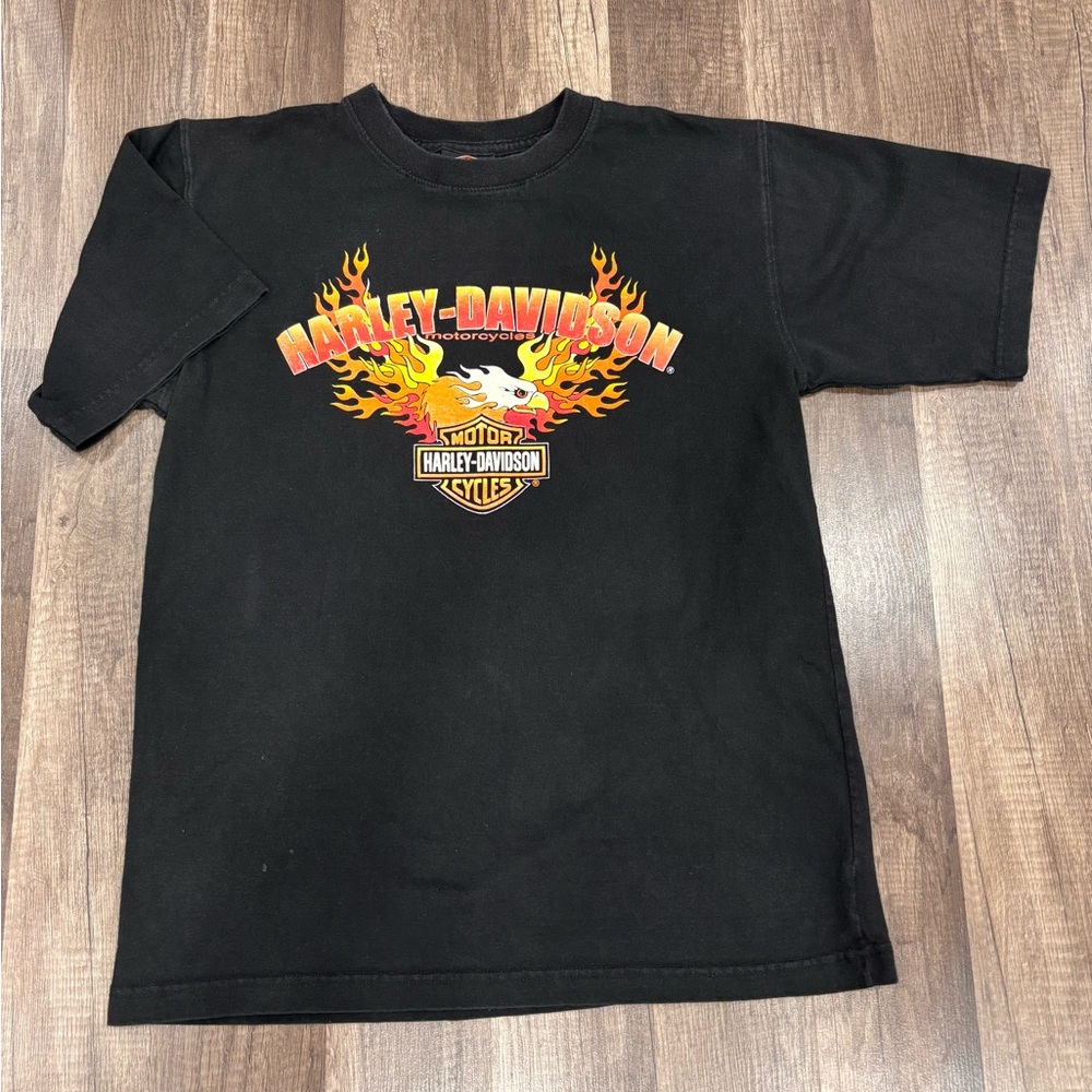 Harley-Davidson Kids Black Tee with Flame Design